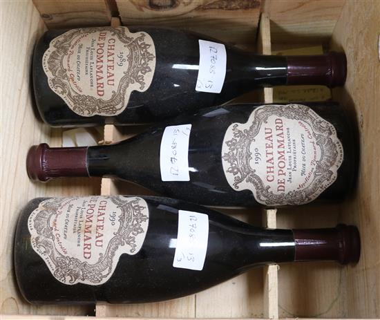 Three bottles of Chateau de Pommard, 1989 (1) and 1990 (2)